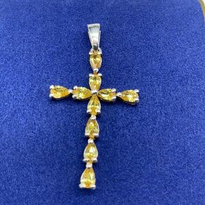 STS Sterling & Citrine Cross1 3/4”
